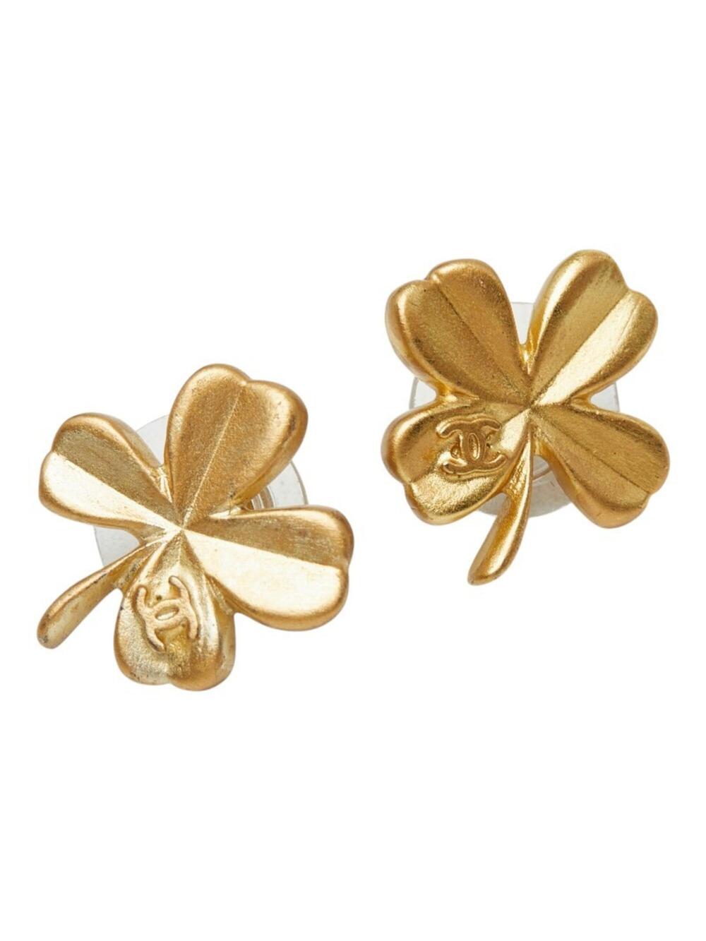 Chanel Cc Logo Stud Clover Earrings #343229C57B